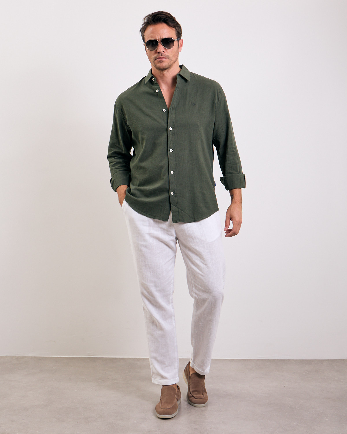 Olive Fresh Basic Linen Shirt