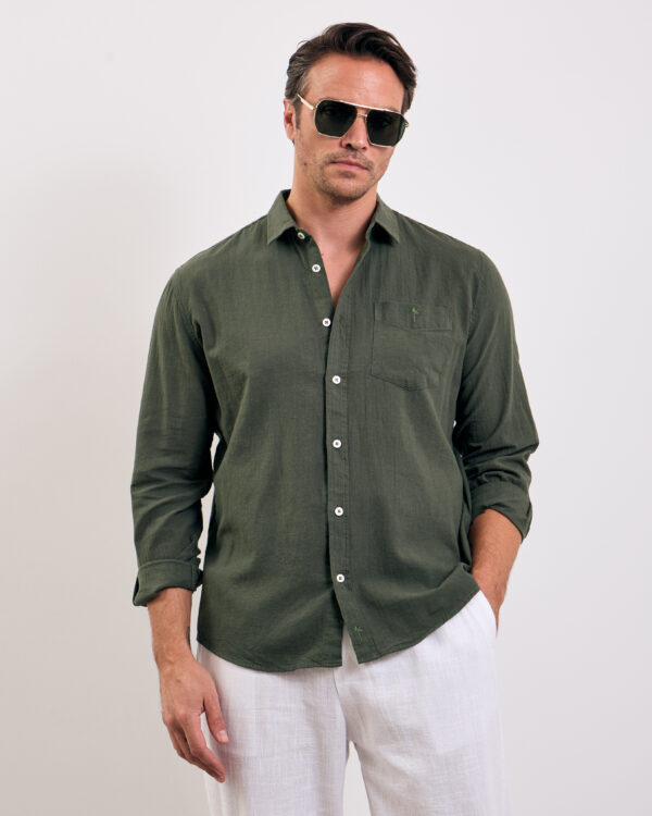 Olive Vibrant Linen Shirt
