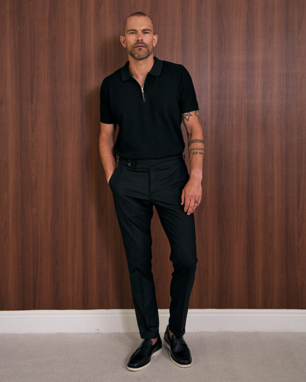 Black Elegant Side Cinch Trousers