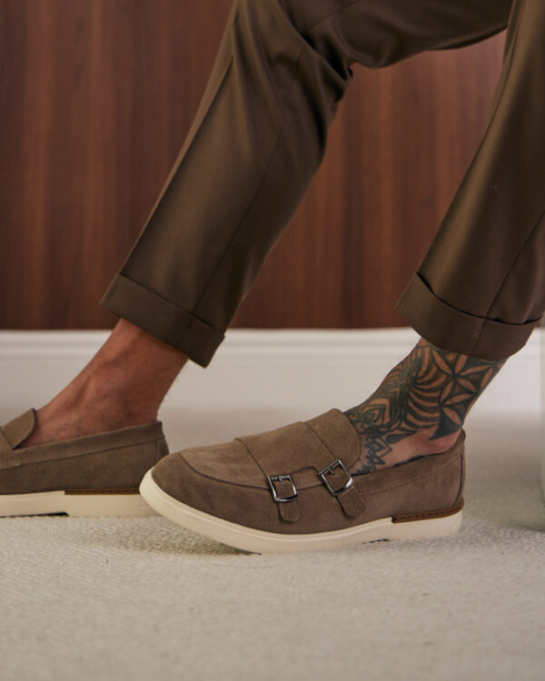 Mocha Contemporary Buckle Loafers