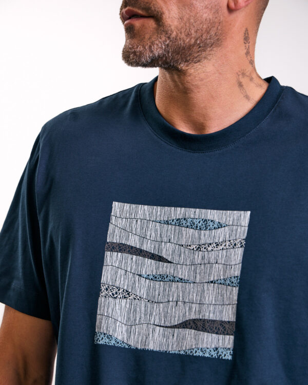Navy Lines Printed T-Shirt