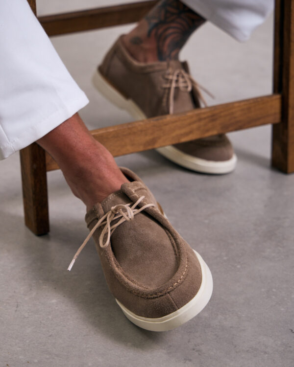 Mocha Suede Lace Up Loafers