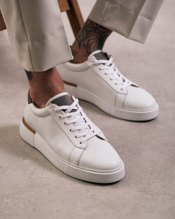 White Simple Leather Sneakers