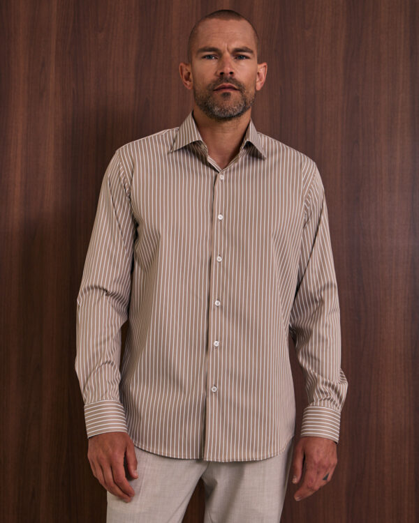Mocha Striped Classy Shirt