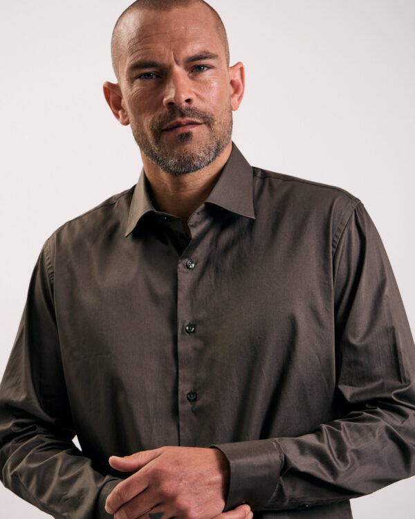 Olive Wide Spread Collar Formal Shirt