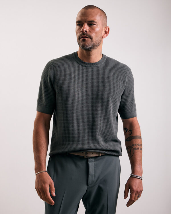 Green Knitted Structured T-shirt