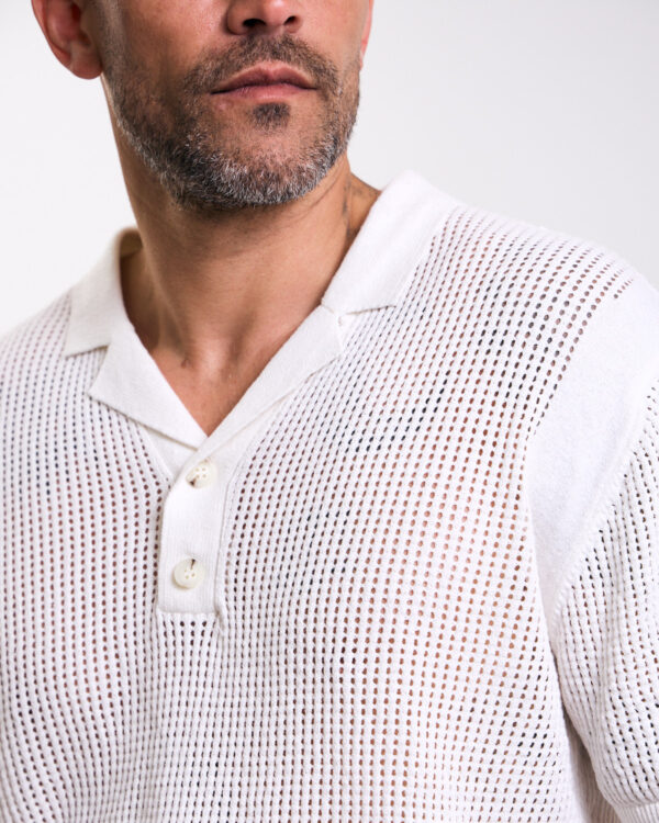 White Openwork Polo