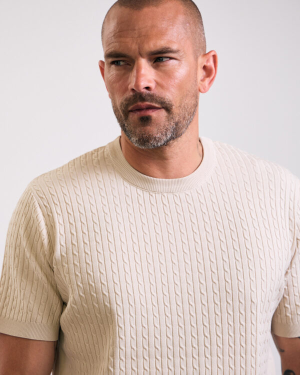 Beige Braided Structured T-shirt