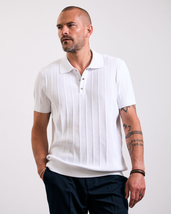 White Polished Knitted Polo
