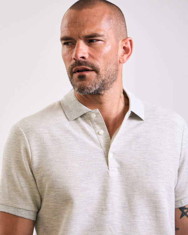 Grey Melange Structured Polo