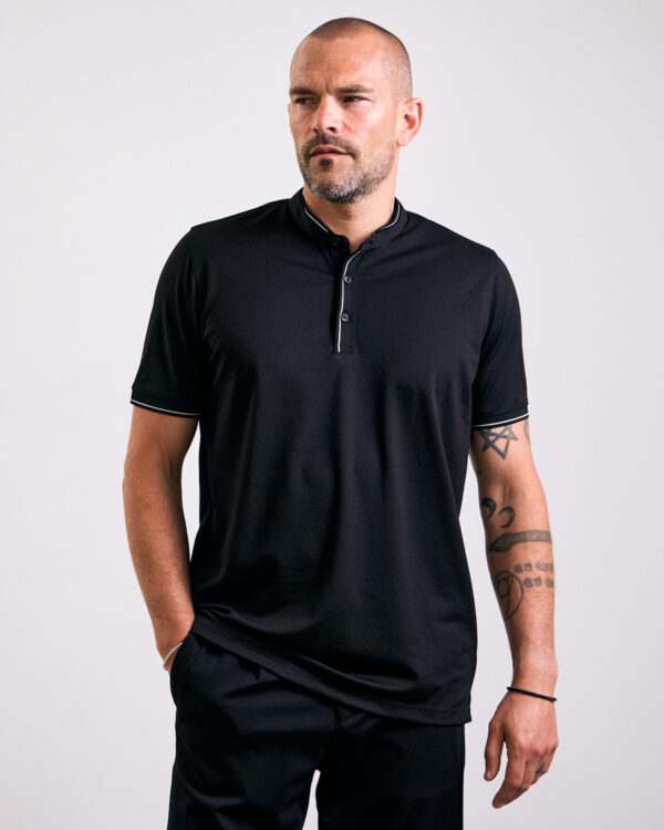 Black Stand Up Collar Polo