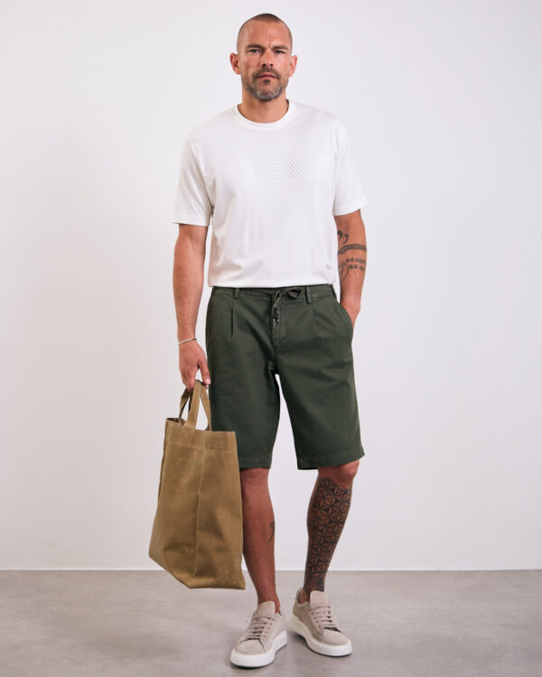 Olive Pleated Chino Shorts