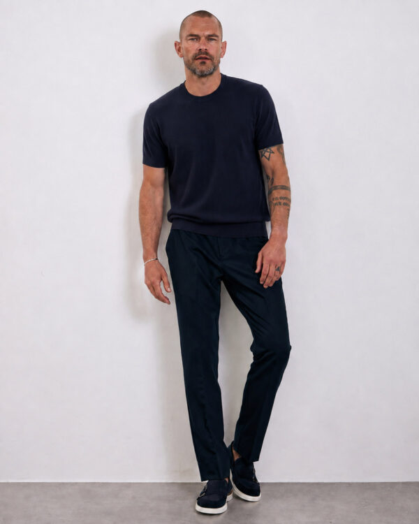 Navy Textured Knitted T-shirt