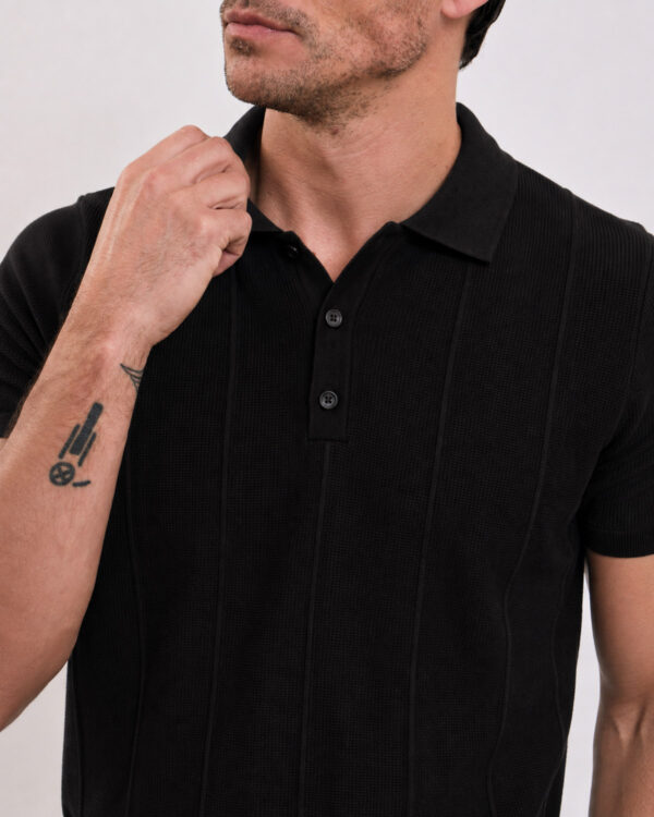 Black Lined Knitted Polo