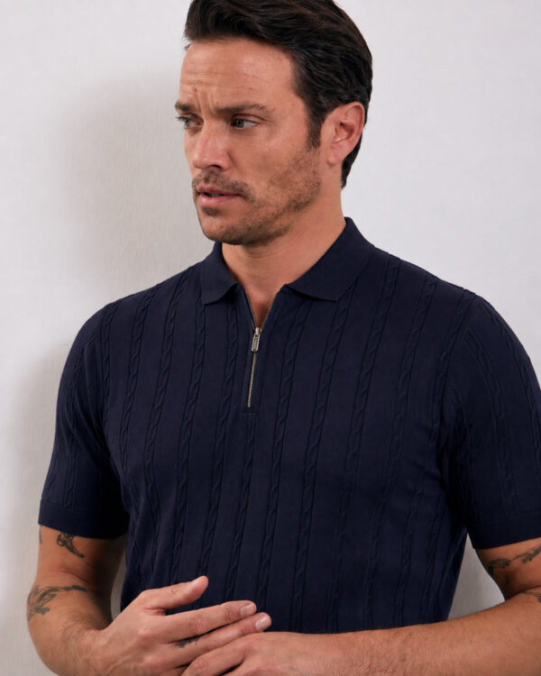 Navy Braid Patterned Polo