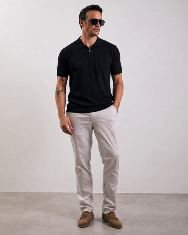 Black Braid Patterned Polo