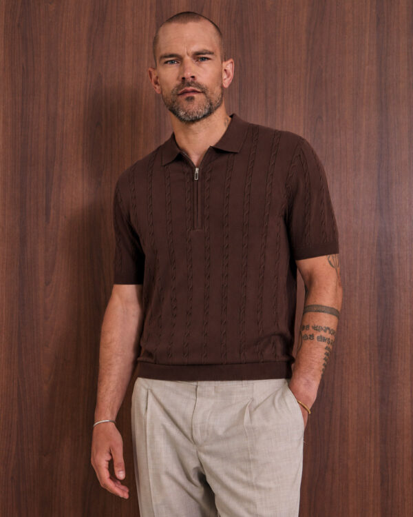 Brown Braid Patterned Polo