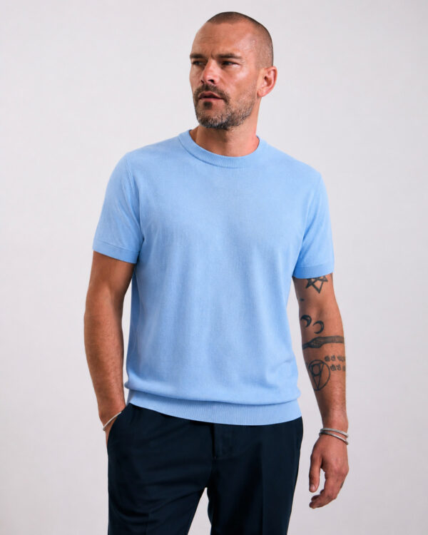 Blue Basic Knitted T-shirt
