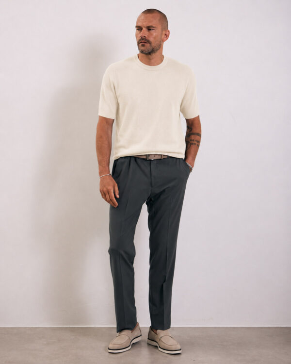 Beige Basic Knitted T-shirt