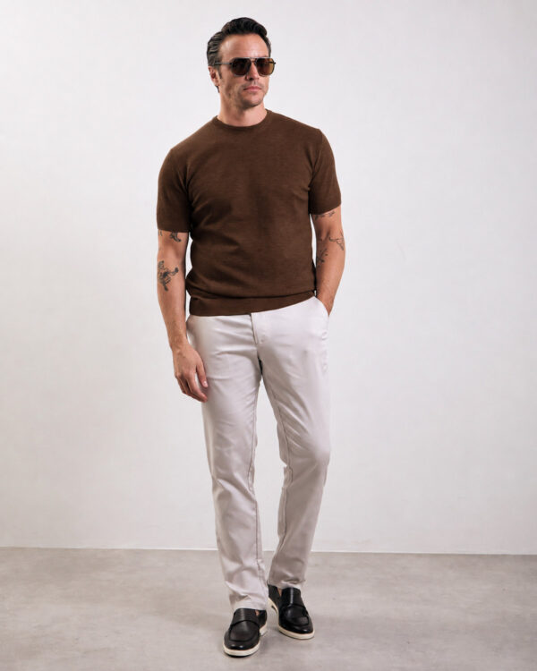 Brown Structured Basic T-shirt